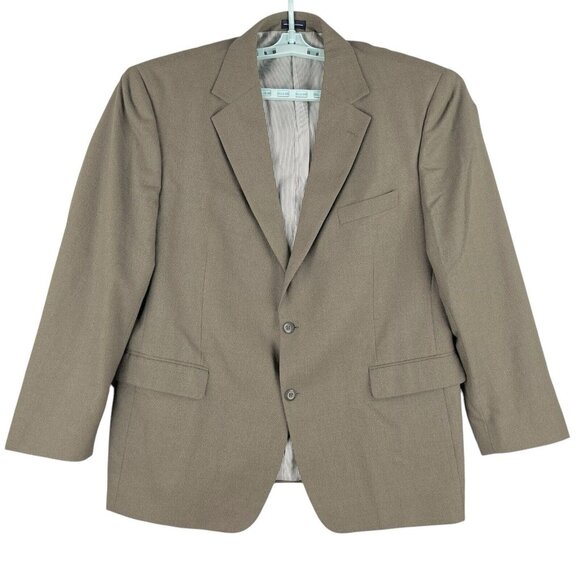 Stafford Men's Tan Brown Blazer Sport Coat Jacket 46R Two Buttons Notch Lapel - Picture 1 of 13